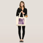 Paarse bloemenbloem met bloesem grote tote bag (Voorkant (model))