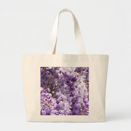 Paarse bloemenbloem met bloesem grote tote bag