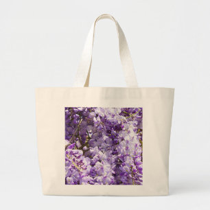 Paarse bloemenbloem met bloesem grote tote bag