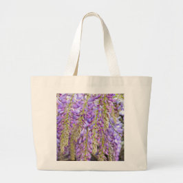 Paarse bloemenbloem met bloesem grote tote bag