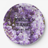 Paarse bloemenbloem met bloesem papieren bordje (Voorkant)