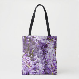 Paarse bloemenbloem met bloesem tote bag