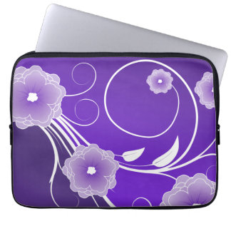 Paarse bloemenbloesems & wervelingen laptop sleeve