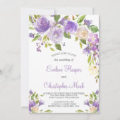 Paarse bloemenboho groen kalligrafie bruiloft kaart (Voorkant)