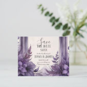 Paarse Bloemenboog Pagan Handfasten Save The Date (Staand voorkant)