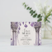 Paarse Bloemenboog Pagan Handfasten Save The Date (Staand voorkant)