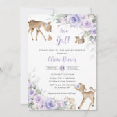 Paarse Bloemenbos Dieren Herten Baby shower Kaart (Voorkant)