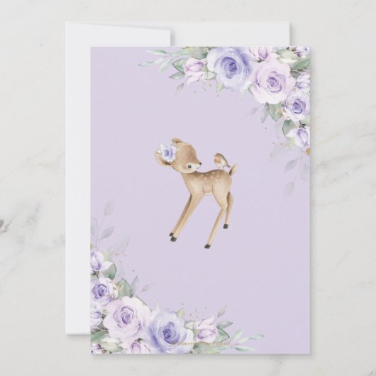 Paarse Bloemenbos Dieren Herten Baby shower Kaart (Achterkant)