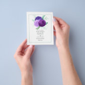 Paarse bloemenbruiloft flyer (Hand)