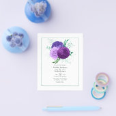 Paarse bloemenbruiloft flyer (Enkel)