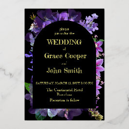 Paarse bloemenbruiloft kaart ontwerp