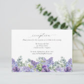 Paarse bloemenbruiloft online receptie informatiekaartje (Staand voorkant)