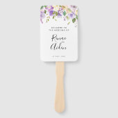 Paarse bloemenbruiloft programma hand fan, floral handwaaier (Voorkant)