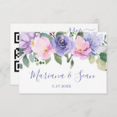 Paarse Bloemenbruiloft QR Code Response Kaart (Voorkant / Achterkant)