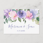 Paarse Bloemenbruiloft QR Code Response Kaart (Voorkant)