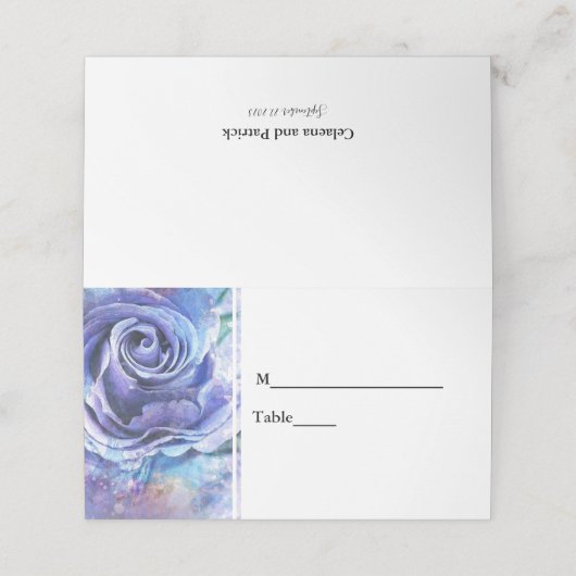 Paarse Bloemenbruiloft Tafel Plaats Kaart Plaatskaartje (Buitenkant ongevouwen)