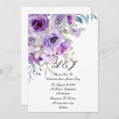 paarse bloemenbruiloft uitnodiging (Voorkant / Achterkant)