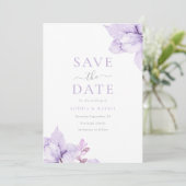 Paarse bloemenbruiloft Waterverf prachtig Save The Date (Staand voorkant)