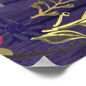 Paarse bloemenbruiloft welkom poster (Hoek)