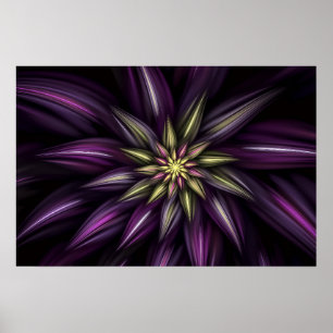 PAARSE BLOEMENBURST– MYSTIEKE BLOEMENMANDALA-KUNST POSTER