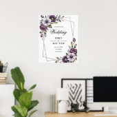 Paarse bloemencadrerahat voor de bruiloft poster (Thuiskantoor)