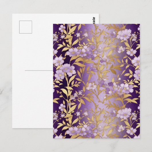 Paarse bloemenchiyogami briefkaart (Voorkant / Achterkant)