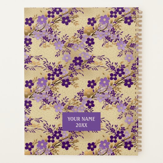 Paarse bloemenchiyogami planner (Achterkant)