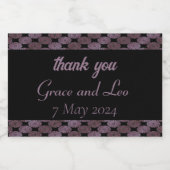 Paarse bloemendamast zwart bruiloft sparkling wijnetiket (Enkel label)