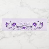 Paarse Bloemendecoratie Waterfleslabel Waterfles Etiket (Enkel label)