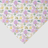 Paarse bloemendecoupe tissuepapier, gele botanisch tissuepapier (Detail)