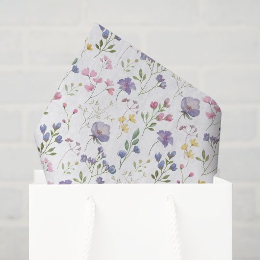 Paarse bloemendecoupeerpapier, wilde bloemen tissuepapier (Cadeauzakje)