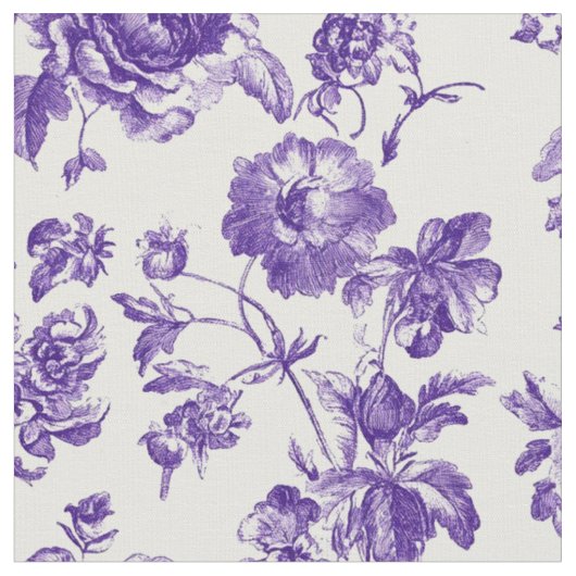 Paarse Bloemendessin Toile Stof (Close Up)
