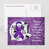 Paarse BloemenDoek - Voorlichting Fibromyalgia Briefkaart (Voorkant / Achterkant)