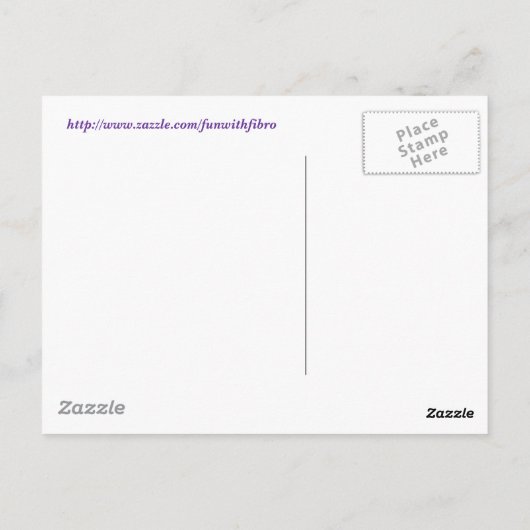 Paarse BloemenDoek - Voorlichting Fibromyalgia Briefkaart (Achterkant)