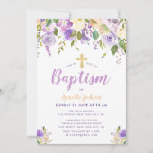 paarse bloemendoop kaart (Voorkant)