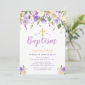 paarse bloemendoop kaart (Staand voorkant)