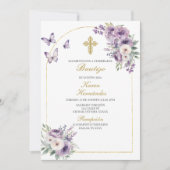 Paarse bloemendoop Spaans Kaart (Voorkant)