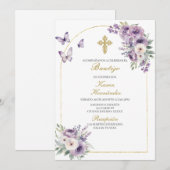 Paarse bloemendoop Spaans Kaart (Voorkant / Achterkant)