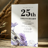 Paarse bloemenelegante 25e bruiloft Jubileum Kaart