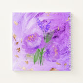 Paarse bloemenelegante Abstracte Notitieboek (Achterkant)