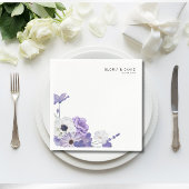 Paarse bloemenelegante vierkante bruiloft servet