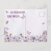 Paarse Bloemenfee Eerste Foto Verjaardag Uitnodiging Briefkaart (Achterkant)