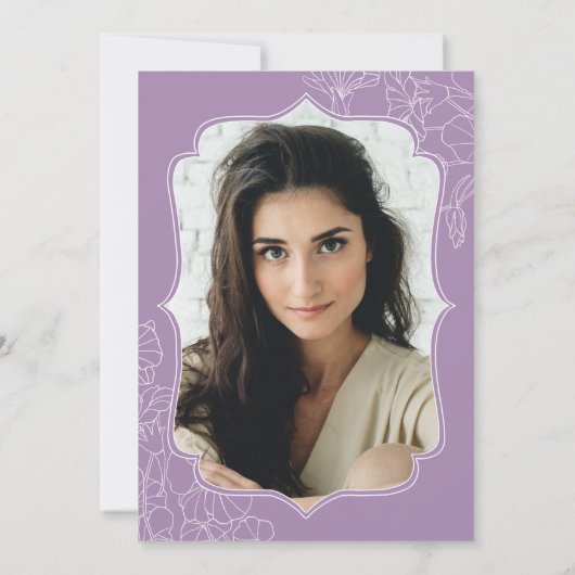 Paarse bloemenfoto 40e verjaardagsfeestje kaart (Achterkant)