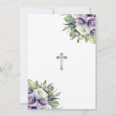 Paarse Bloemenfoto Herdenkingsdienst Begrafenis Kaart (Achterkant)