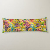  paarse bloemengele dessin lichaamskussen (Achterkant)