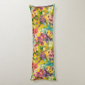  paarse bloemengele dessin lichaamskussen (Achterkant (Verticaal))