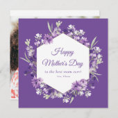 paarse bloemengelukkige moederdag kaart (Voorkant / Achterkant)