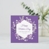 paarse bloemengelukkige moederdag kaart (Staand voorkant)