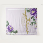 Paarse Bloemengestalte Afstudeerfeest Fotobackdrop Wandkleed (Voorkant (horizontaal))