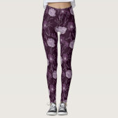 Paarse bloemenglitterpatroon leggings (Voorkant)